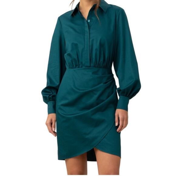 Trina Turk dress Kaye draped organic cotton midi  size 10 - Picture 1 of 6